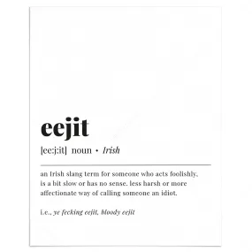Eejit Definition Print Instant Download