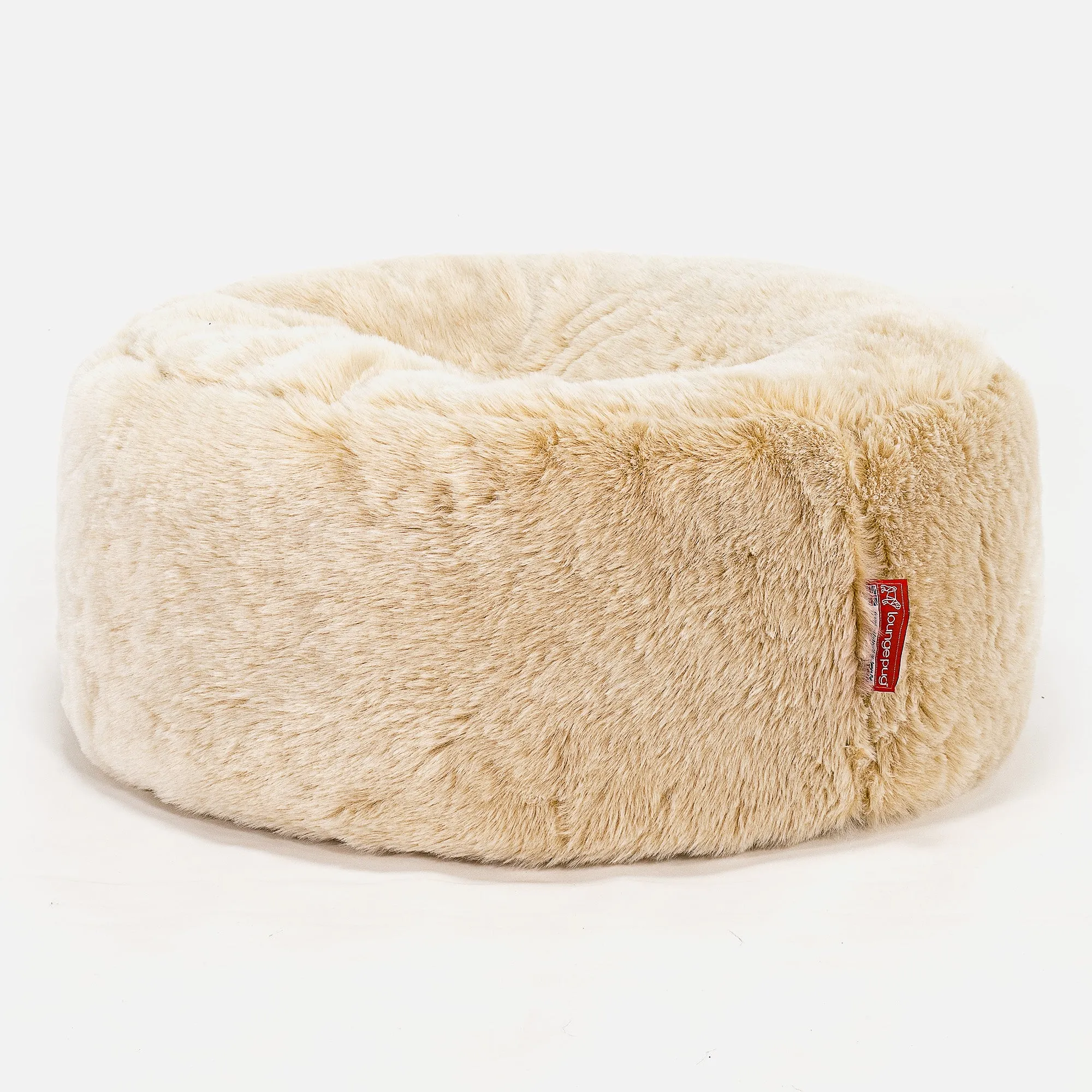 Large Round Pouffe - Faux Fur Sheepskin White