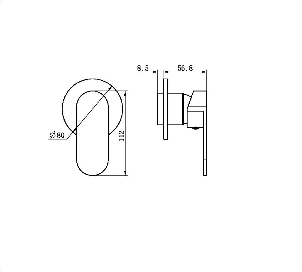 Nero Ecco Shower Mixer 80mm Round Plate (Trim Kit Only) - Chrome
