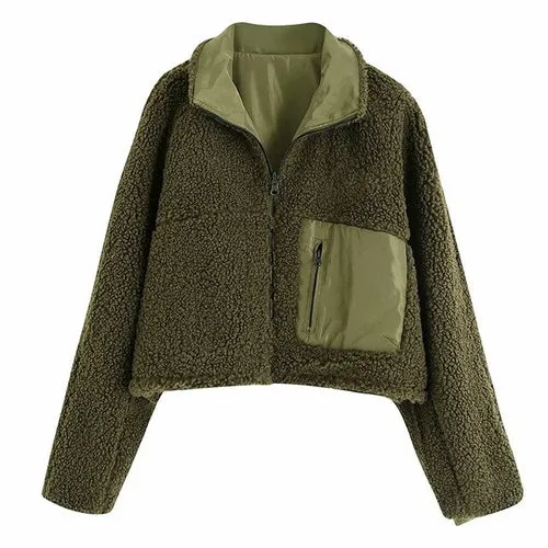 Women Two Sides Wear Short Coat Winter