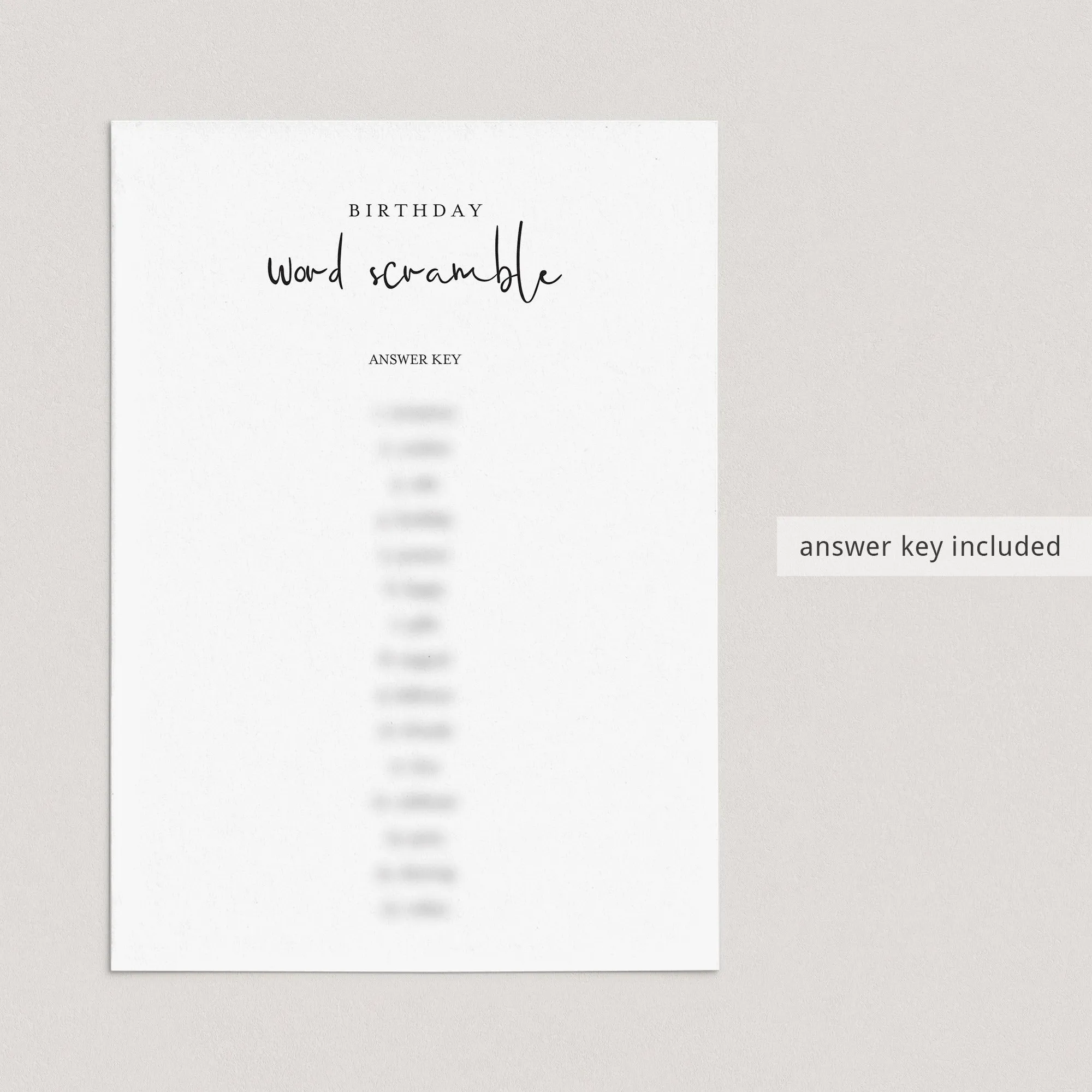 Word Scramble Birthday Game for All Ages Printable